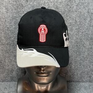 Kenworth Trucking Black Retro StrapBack Hat OSFA Cap Flame Graphic Embroidery